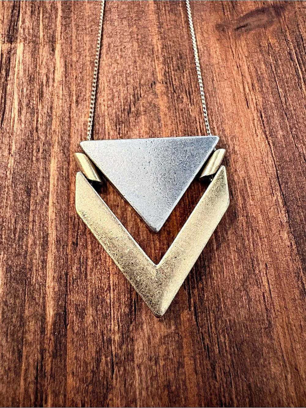 Geometric Pendant Necklace in Gold & Silver